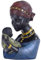 QIANLING Heimdekoration Afrikanische Kunstskulpturen, Dekoration, Frau und Sohn, Schwarze Büste Statue, Bücherregal, Eingangsdekoration