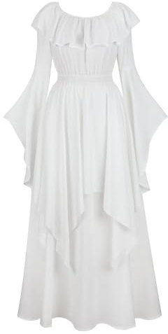 Josamogre Deguisement Médiévale Femme Renaissance Robes Maxi Parti Costume Déguisement Vintage Halloween Gothique Cosplay Carnaval Victorien Noir M