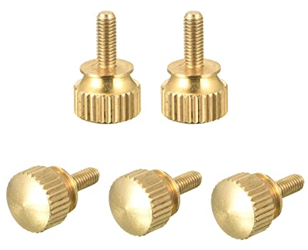 sourcing map 5 Stück Rändel Schrauben M3x8mm Messing Schulter Bolzen Stufengriffknöpfe Befestigung für PC Elektronisch Mechanisch