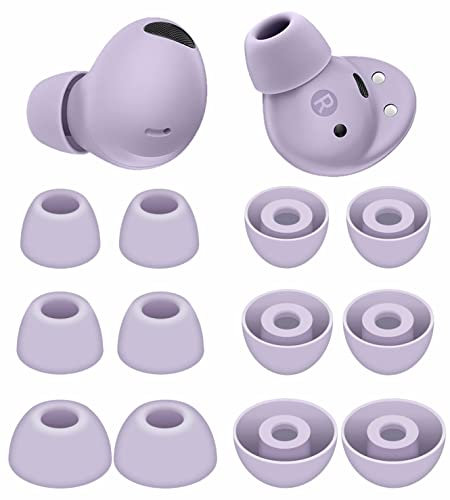 6 Pairs Galaxy Buds 2 Pro Ear Tips Buds Eartips, S/M/L Replacement Soft Silicone Rubber Flexible Gel Earbuds Earplug Fit in Case Accessories Compatible with Samsung Galaxy Buds 2 Pro - Bora Purple