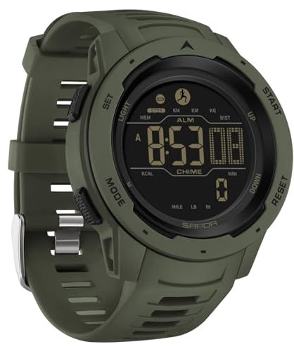 Montre de Sport numérique Militaire pour Homme étanche 50M avec chronomètre Alarme Compte à rebours Double Temps
