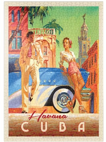 MyPuzzle Kuba: Havanna-Schatten, Vintage Poster - Premium 1000 Teile Puzzle - MyPuzzle Sonderkollektion von Anderson Design Group