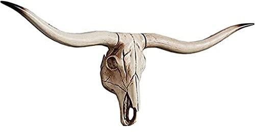 WYJZALLL Long Horn Cow Skull Wall Hanging Faux Longhorn Skull Faux Taxidermy Animal Head Wall Decor Handmade Farmhouse Decor Wall Sculpture