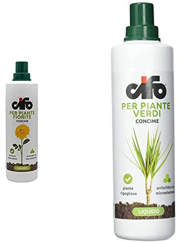 Cifo Concime liquido per piante fiorite 1 lt & Concime liquido per Piante Verdi 1 lt