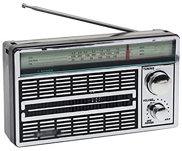 Vintage Radio, Silver Compact Large Capacity Radio with Old Fashioned Classic Style,Portable Speaker Player, for Home, Office Party, Outdoor, Gift