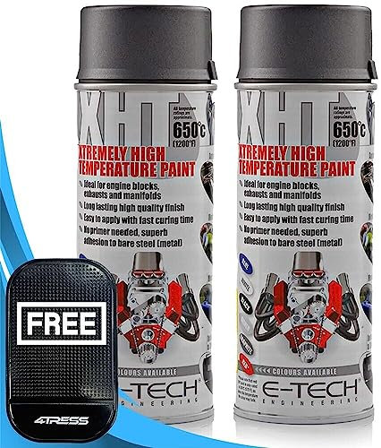 4TRESS E-TECH 2 x 400ml XHT Graphite Extremely High Temperature Spray Paint Brake Caliper Engine Block 650°C Non Slip Car Dash Mat (4T-XHT-004)