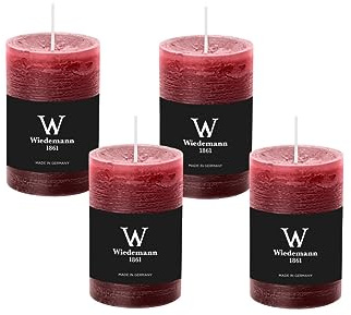 4er Set Adventskranzkerzen Rustik Marble Kerzen durchgefärbt mit Abbrandschutz Bordeaux 130 x 78 mm