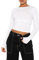 Women's Casual Crop Tops Slim Fit Top Crew Neck Long Sleeve Tight T-Shirt Basic Blouse Tee Tops(White-8,S)