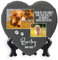 AIGAT Personalisierbare Herz Gedenktafel 25 x 25 cm mit Name, Datum, Foto und Ständer für Haustier Katze Hund Schiefer Stein Pfote Grabmal - Zwei Fotos
