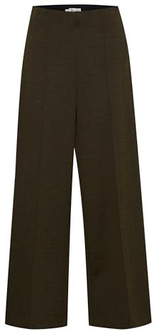 ICHI IHKATE Jacquard Damen Hose Stoffhose Culotte-Hose mit Reißverschluss Ziernähten Fischgratmuster Paspeltaschen Regular fit, Größe:XL, Farbe:Black/Lizard Herringbone (203618)