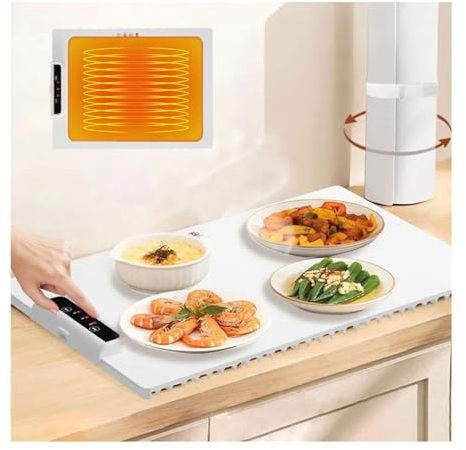 Foldable Food Warmer Fast Heating,Electric Warming Tray with Adjustable Temperature, Food Warmer Hot Plate Placemat, Electric Server Warming Tray, para Platos Calientes