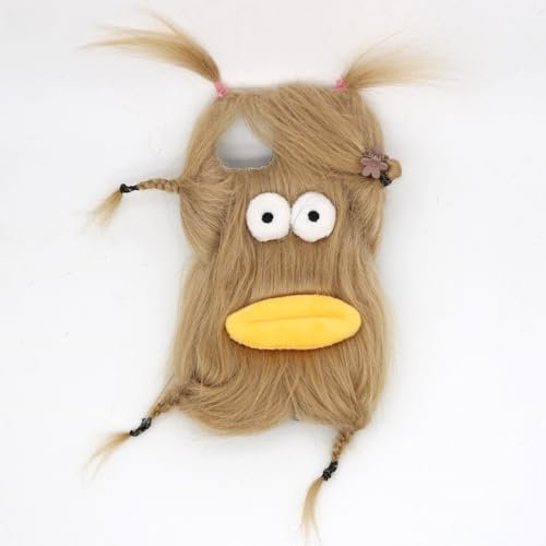 qizjio Ugly Funny Phone Case for iPhone 11 Pro Weird Embarrassing Hairy Doll Case Brown