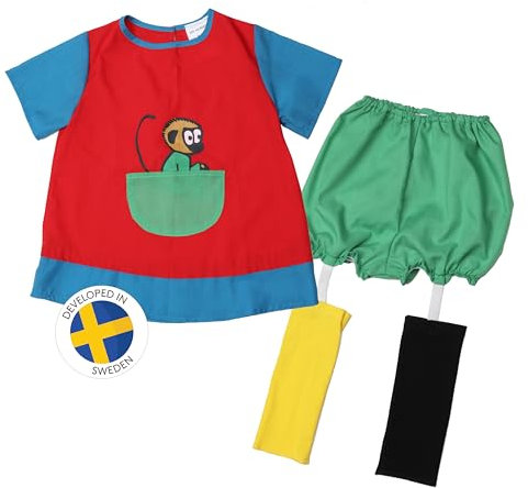Pippi Langstrumpf Kostüm für Mädchen – Karneval Kostüm für Kinder, Faschingskostüme, Kinderkostüme, Halloween Kostüm – Kinderkleid für Kinder von 2 bis 4 Jahre