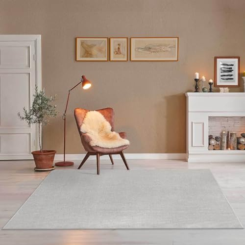 Taracarpet Teppich Kurzflor weicher flachflor Uni Bodenbelag ZOE fürs Wohnzimmer, Kinderzimmer, Schlafzimmer und die Küche geeignet Grau Silber 120x170 cm