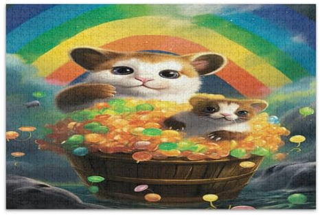 St. Patrick's Day LGBT Regenbogen-Puzzle, 1000 Teile, coole Puzzles, lustige und farbenfrohe Wandkunst, fertige Größe 75 x 50 cm
