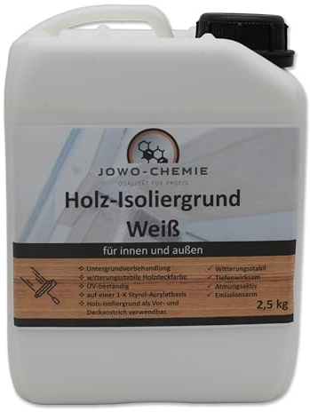 Holz-Isoliergrund Weiß (10kg) Holzfarbe Grundierung Isolierfarbe Wetterschutzfarbe Qualität für Profis