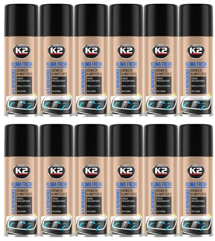 K2 Limpiador Aire Acondicionado Higienizante A/C - Limpieza y Desinfeccion Eliminador Olores - Limpia y Refresca - Antibacteriana Klima Fresh Limón 150 ml (12)