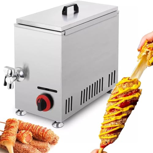 XINRISHENG 21L Corn Dog Fryer Commercial Cheese Hot Dog Sticks Maker Machine LPG Deep Fryers for Kitchen Restaurant Snack