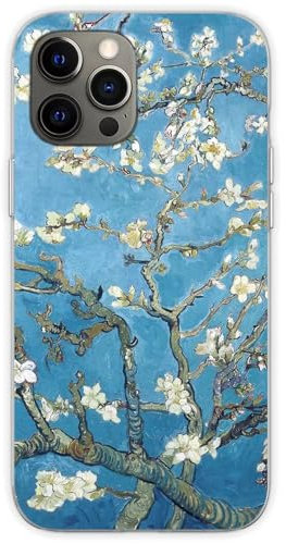 Jorsoery Handyhülle Kompatibel mit iPhone 13 Mini Van Gogh Zweige mit Mandelblüte Blume Schutzhülle Stoßfest Silikon Handyhülle