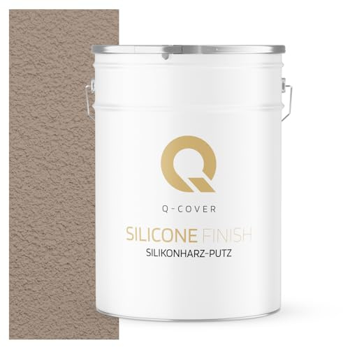 Q-COVER Silikonharz-Putz Hazelnuss F534 25 kg, 1,00 mm – Kratzputz, Außenputz, Strukturputz, Fassadenputz, Wasserabweisend, Selbstreinigung