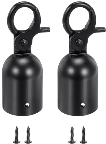 PATIKIL 1.1x3.2 Stanchion Rope End Stopper, 2 Pack Cord End Caps Barrier Rope End Cap Snap Hooks for Crowd Control Queue Divider, Black
