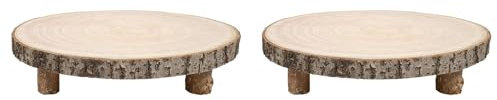 Haztholf 2 x Kuchenständer aus , 11 , runder Sockel aus für Cupcakes, Paulownia-Holzscheibe mit Füßen, rustikaler Tortenständer aus