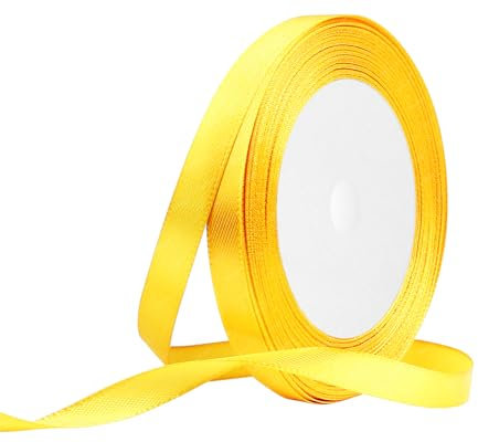 Gelb Satinband 10mm x 22 Meters Stoffbänder für Geschenkverpackungen, Blumensträuße, Kunsthandwerk und Hochzeitsdekoration
