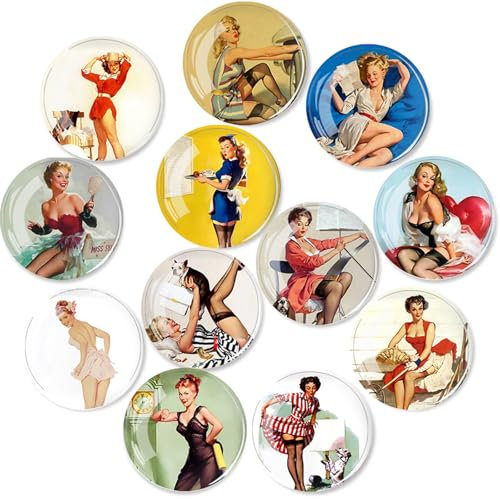 Hshenjhu 12 Stück Göttin Kühlschrankmagnete, Dekorative Magnete für Magnettafel, Chromatisch Muster Magnete Kuehlschrank, für Kühlschrank, Magnettafel, Whiteboard, Pinnwand etc. (Rund/30mm