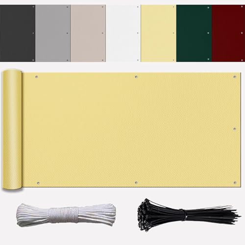 Ufamiluk Brise Vue Balcon Extérieur Imperméable UV Résistant Vent Protection Brise Vue de Balcon 1m20 pour Terrasse Jardin Balcon Patio 1m50 de Hauteur Beige 150x400cm