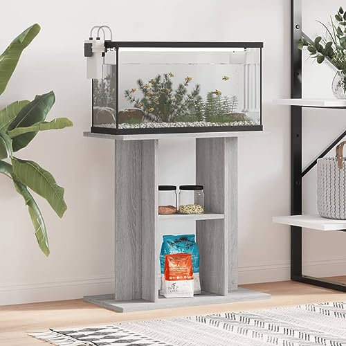 Somanki Aquariumständer Grau Sonoma 60x30x60 cm Holzwerkstoff, Aquarium Unterschrank, Aquarium Schrank, Aquariumschrank, Aquarium Tisch, Aquarium Stands