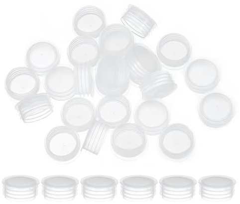 PATIKIL Salt and Pepper Shaker Stoppers 21mm/0.83, 25Pcs Plastic Salt Shaker Plug Replacement Reusable Clear Round End Cap for Pots Bottles Pipes