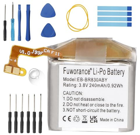 Fuworance 240 mAh 3,8 V EB-BR830ABY Ersatzakku kompatibel mit Samsung Galaxy Watch Active 2 40 mm SM-R830 SM-R835 Smartwatch, Li-Ion-Akku, wiederaufladbar, hohe Kapazität + Werkzeuge