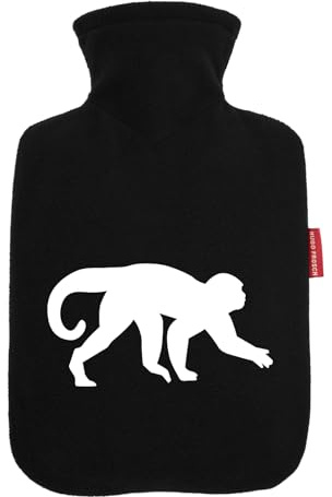 Huuraa Wärmflasche AFFE Silhouette Geschenk | Veloursbezug Geschenkidee mit Motiv Auslaufsicher mit waschbarem Bezug
