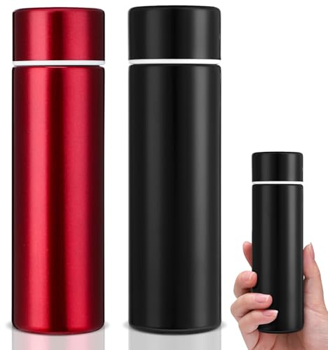 saerryor 2 Pcs Stainless Steel Water Bottle150MLMini Flask Black Red | Coffee Vacuum Small Flasks, Small Capacity Portable Travel Drink Water Bottle, Insulated Cup