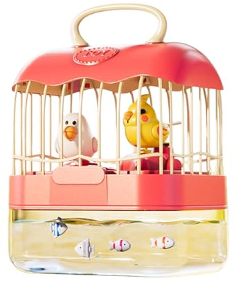 Funny Electric Flapping Bird Musical Toy With Fish Bowl Gifts For Baby Pet Musical Singing Glowing Parrot With Sensors Kids Toy Bird Cage