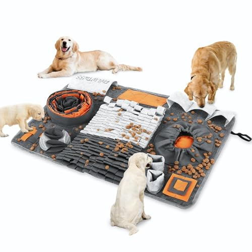 Schnüffelteppich für Hunde – Intelligentes Spielzeug & Suchspiele zur geistigen Förderung, Robuste Schnüffelmatte aus Filz, Reißfest, Rutschfeste Unterseite, 66x43 cm, Waschbar (auch für Katzen)