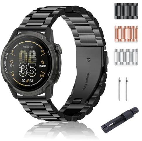 SUGARJAR Metall Armband Kompatibel mit COROS APEX 4 42mm/Apex 2 Pro, 22mm Edelstahl Ersatzband Schnellverschluss für COROS Pace 3/Pace 4/Pace Pro für Damen Herren