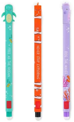 Waltonalice Meerestiere Gelstifte radierbar Gelschreiber Stifte 0.7mm Spitze Kugelschreiber Strichstärke schnell trocknende Tinte glattes Schreiben Cartoon Schulbedarf für Kinder Geschenke 3 Stück