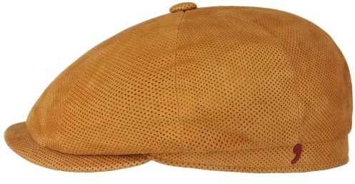 Alfonso D’Este Kyoto Perf Leather Flatcap Schirmmütze Ballonmütze Ledercap Damen/Herren - Made in Italy mit Schirm, Futter Frühling-Sommer Frühjahr Sommer - S (54-55 cm) Camel