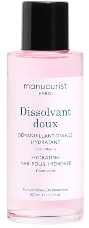 Manucurist Green & Active Solvente Delicato | Levasmalto Senza Acetone - Rimuove in 30 Secondi - 98,5% Origine Naturale - Vitamine C ed E - 100 ml