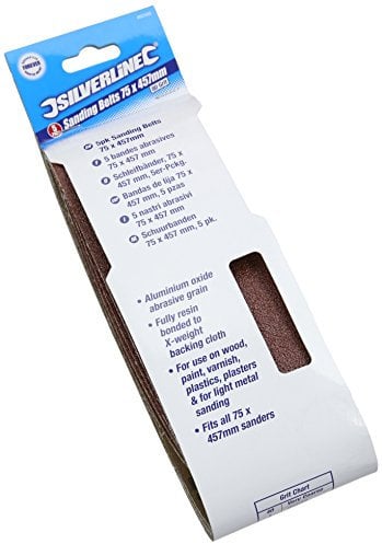 Silverline 862553 Sanding Belts 75 x 457 mm 5pk 80 Grit