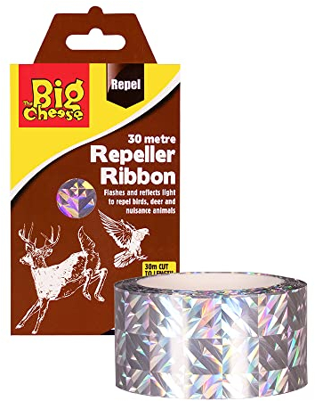 The Big Cheese Repeller Ribbon Bird and Deer Scarer, Iridescent Silver, 30 m