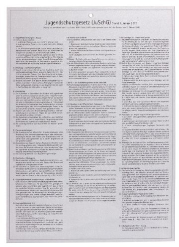 GRÄWE® Gastroschild mit aktuellem Auszug aus dem ' Jugendschutzgesetz ' aktuelle Version