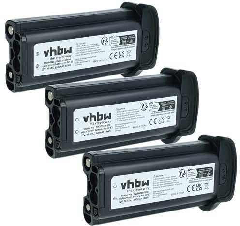 vhbw 3x batteria compatibile con Canon EOS 1Ds Mark II, 1D Mark II N, 1D Mark II fotocamera (1500mAh, 12V, NiMH)