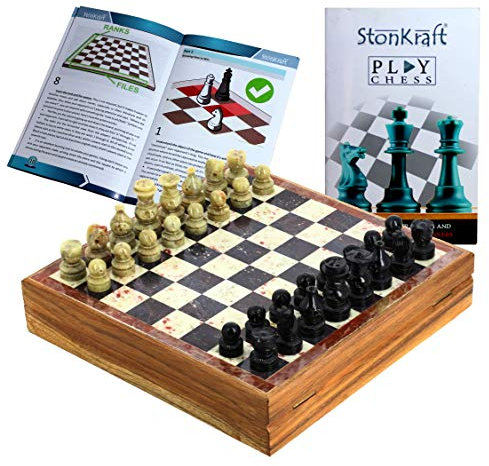 StonKraft 8 x 8 Indian Stein Marmor Schach Spiel Board Set mit handgefertigten Stein Stück