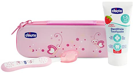 Chicco Set Rosa Cepillo Y Pasta Con Flúor 6m+, Rosa, 3 Unidad (Paquete de 1)