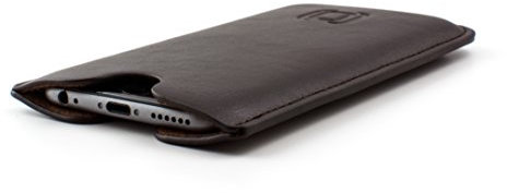 Dockem Executive Sleeve for iPhone SE 2/3, 12/13 Mini, 8, 7, 6, 6S (5.4/4.7 inch) – Slightly Padded Premium Vegan Leather w/Microfiber Lining - Slim Slip-on Case [Dark Brown]