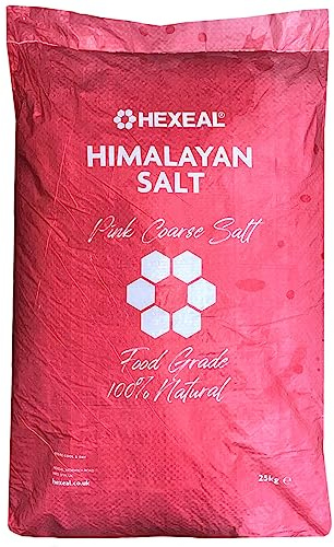 Hexeal Himalayan Pink Salt 25kg - 100% Natural, Coarse & Food Grade | For Seasoning, Cooking, Soothing Baths, Beauty & Cosmetics