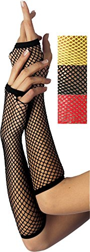 Mottoland Fingerlose Netz Handschuhe lang zu Karneval Fasching Party gelb