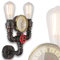Außergewöhnliche Wandleuchte - Vintage Wand Spot Wandlampe Form einer Wasserleitung 2 Spots Retro Steampunk (Wandstrahler, Flurlampe, Fassung E27, Schwarz)